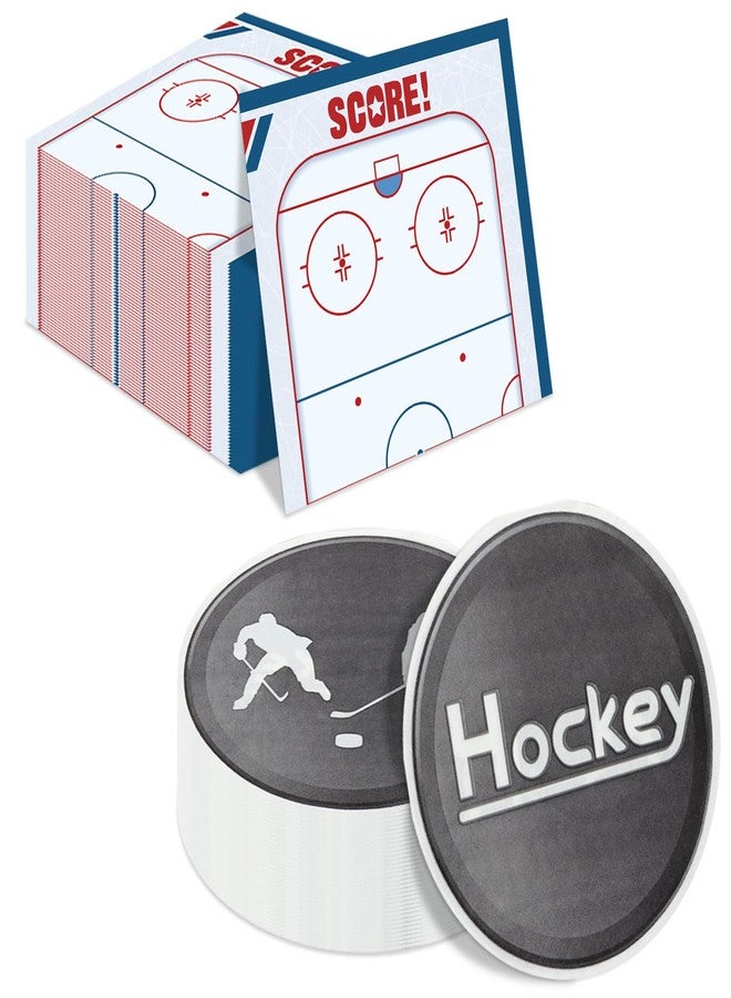 PTECDROTS 100Pcs Hockey Napkins - 13 x 13 Inches Ice Hockey Napkins, Hockey Party Favor Paper Napkins for Kids Fans Sports Hockey Party Decorations Hockey Party Supplies - Image 1